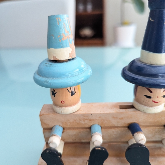 Vintage 1950s Wooden Wine Opener & Bottle Opener Bar Tools Wood Dolls in Stocks - Picture 4 of 10